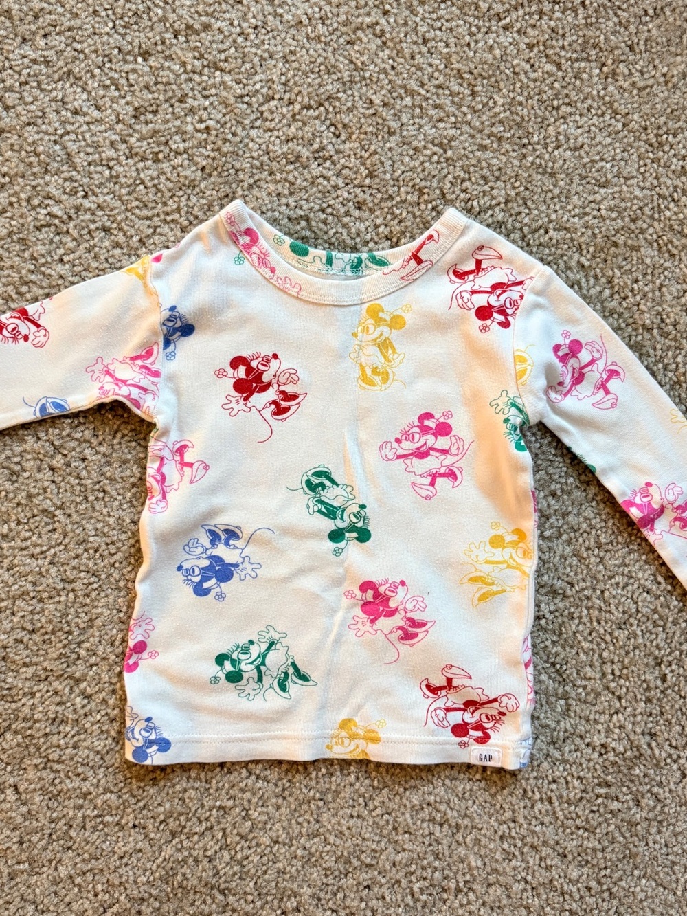 Disney Cream Long-Sleeve Pajama Top with Multicolor Minnie Prints